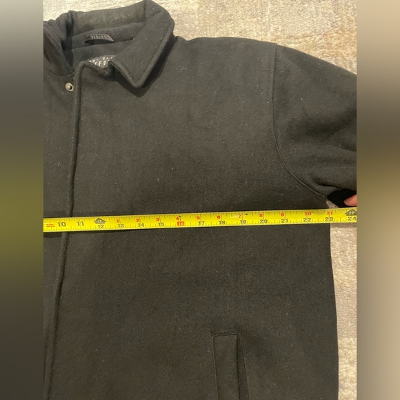 Perry Ellis Portfolio 100% Wool Mens Coat Jacket Size Med Black Quilted Lining - Picture 11 of 11